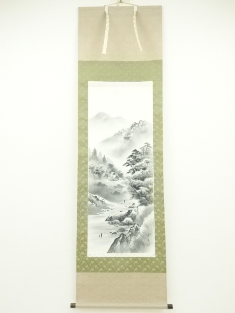 道具 ] - 道具 豊川青治筆 水墨山水 肉筆絹本掛軸（箱付） | ネット